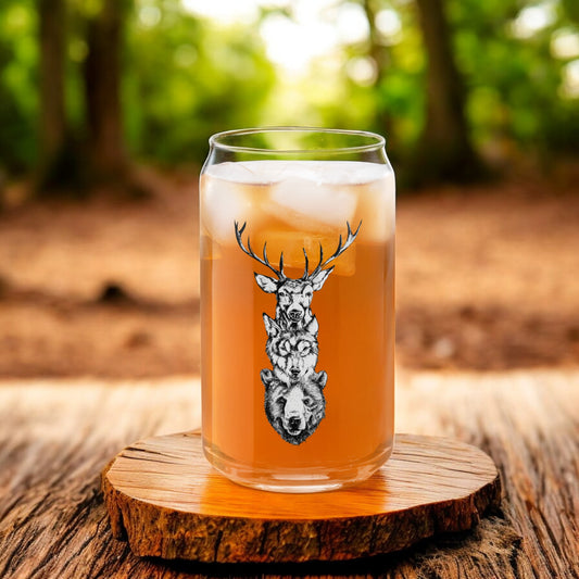 Whimsical Forest Animals Can-Shaped Glass – Fun Drinkware